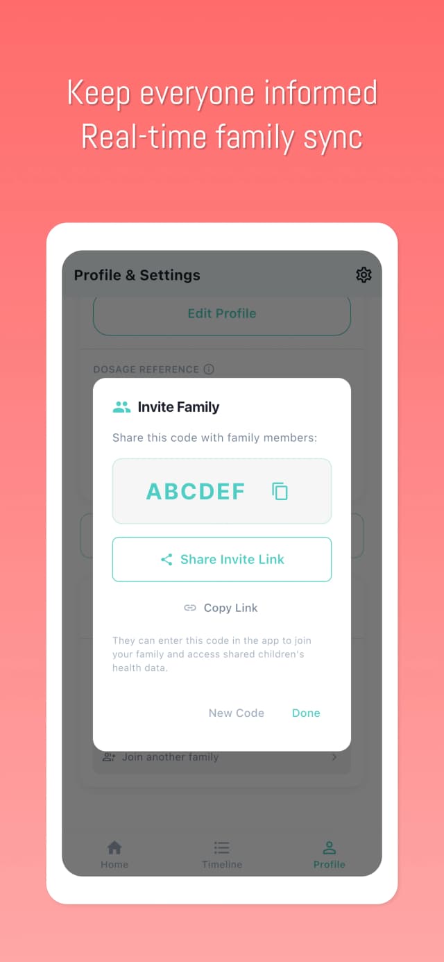 Tempy — Family sharing with 6-digit invite code